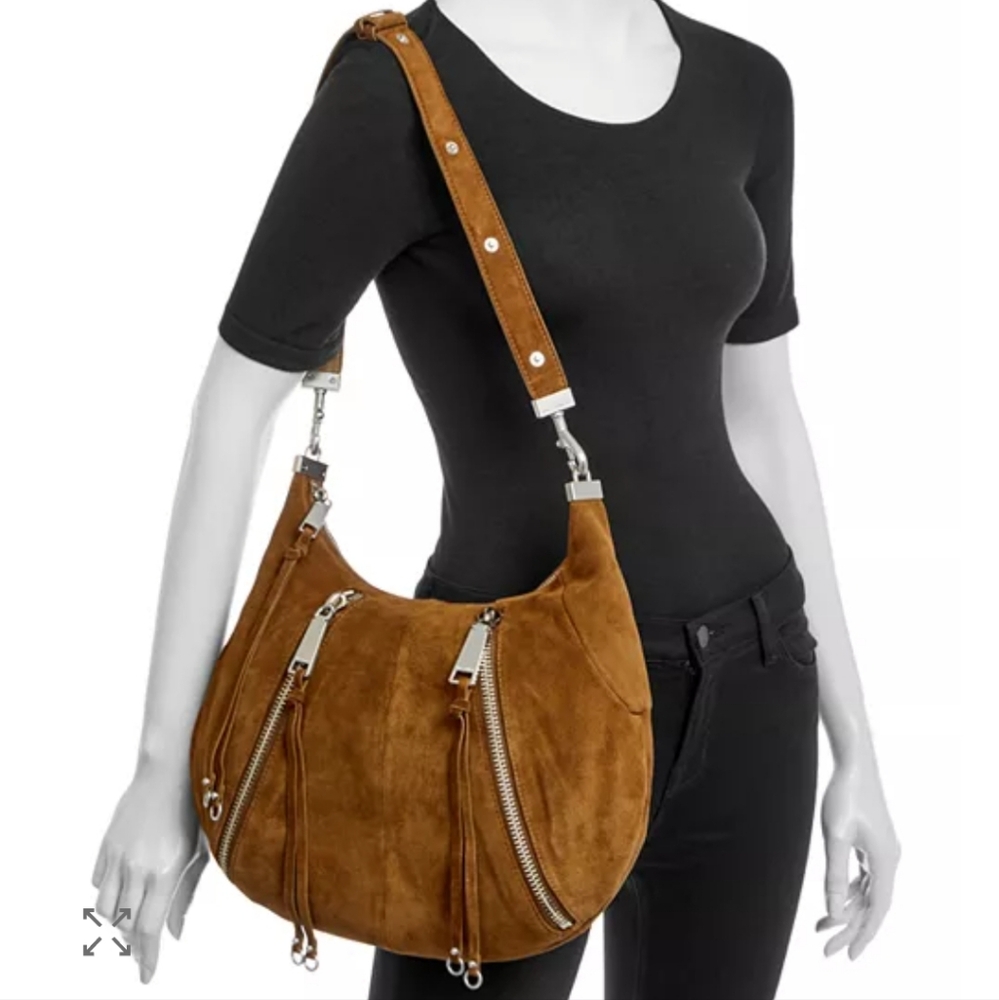 Rebecca Minkoff M.A.B. Suede Croissant Hobo Crescent Bag NWOT + Hardware Repair - Picture 14 of 16